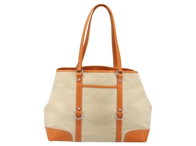 PRADA Tote Bag Canvas Beige Silver - vista 2
