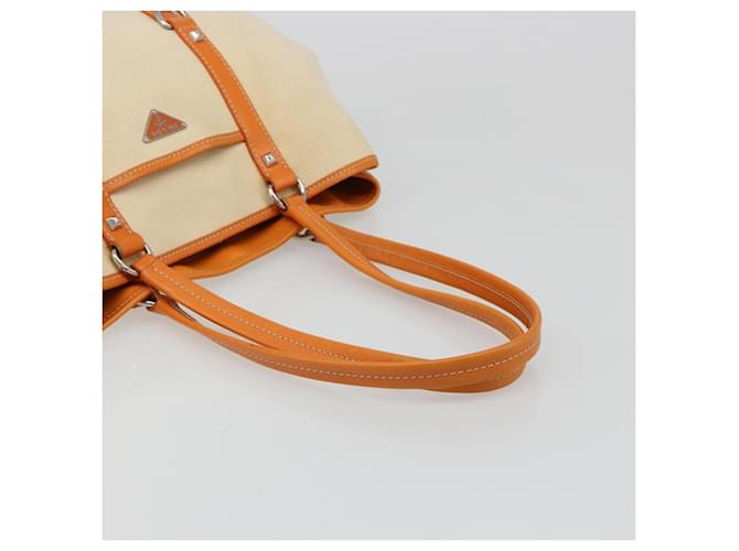 PRADA Tote Bag Canvas Beige Silver - vista 8