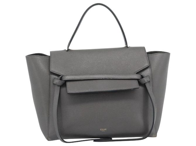 Céline CELINE Micro Belt Hand Bag Leather 2way Gray Gold - vista 13