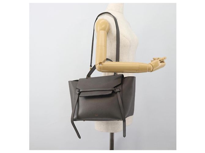 Céline CELINE Micro Belt Hand Bag Leather 2way Gray Gold - vista 26