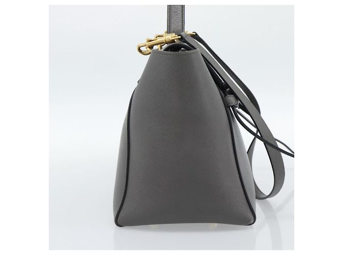 Céline CELINE Micro Belt Hand Bag Leather 2way Gray Gold - vista 3