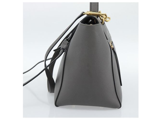 Céline CELINE Micro Belt Hand Bag Leather 2way Gray Gold - vista 4