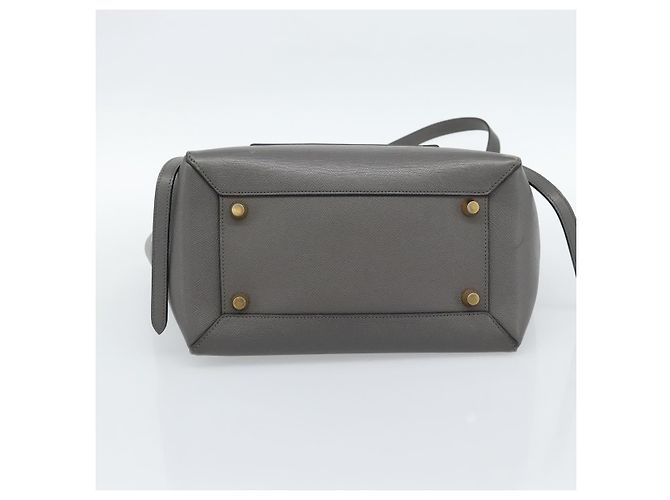 Céline CELINE Micro Belt Hand Bag Leather 2way Gray Gold - vista 5
