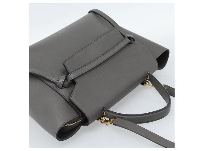 Céline CELINE Micro Belt Hand Bag Leather 2way Gray Gold - vista 6