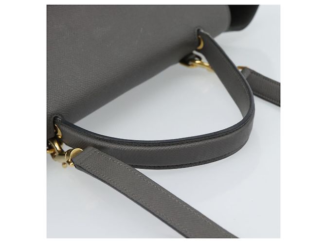 Céline CELINE Micro Belt Hand Bag Leather 2way Gray Gold - vista 7