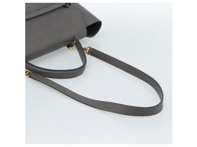 Céline CELINE Micro Belt Hand Bag Leather 2way Gray Gold - vista 8
