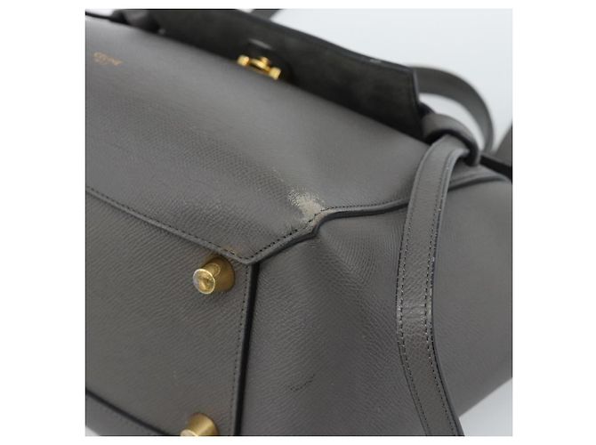 Céline CELINE Micro Belt Hand Bag Leather 2way Gray Gold - vista 9
