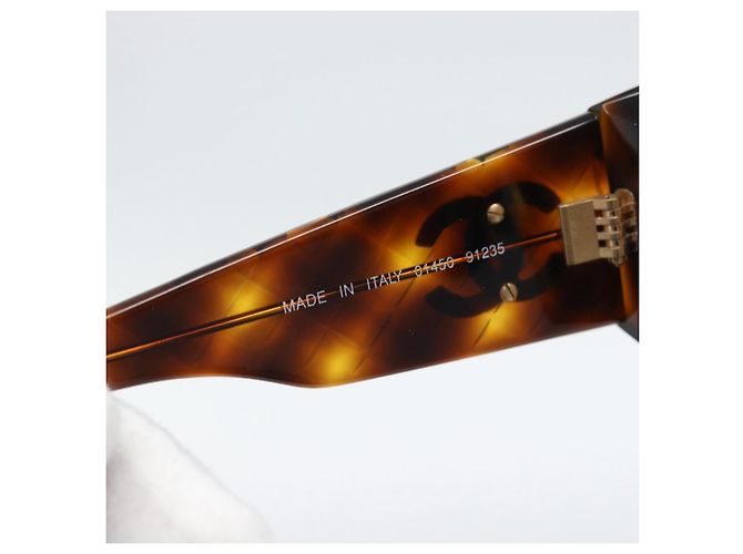 CHANEL Tortoise Pattern Sunglasses plastic Brown CC - vista 11