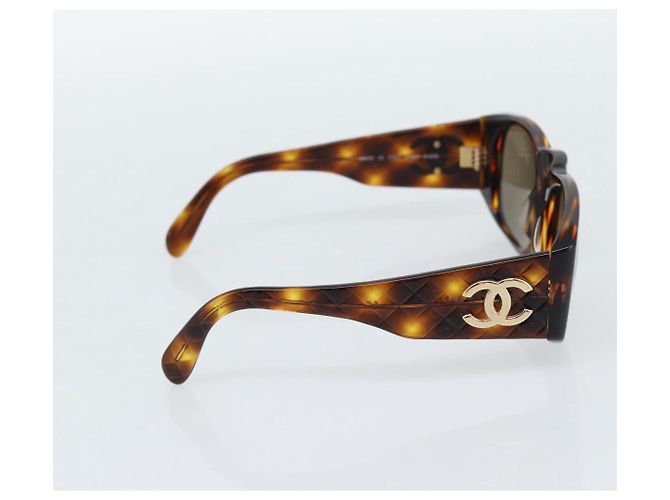 CHANEL Tortoise Pattern Sunglasses plastic Brown CC - vista 3