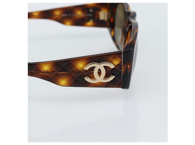 CHANEL Tortoise Pattern Sunglasses plastic Brown CC - vista 4