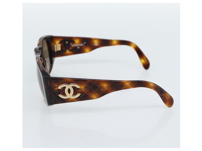 CHANEL Tortoise Pattern Sunglasses plastic Brown CC - vista 5