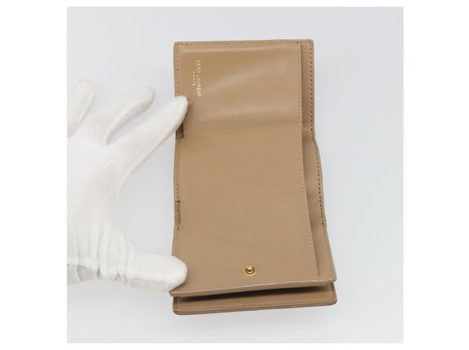 SAINT LAURENT Cassandra Wallet Leather Beige Gold - vista 10