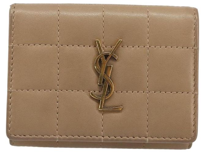 SAINT LAURENT Cassandra Wallet Leather Beige Gold - vista 13