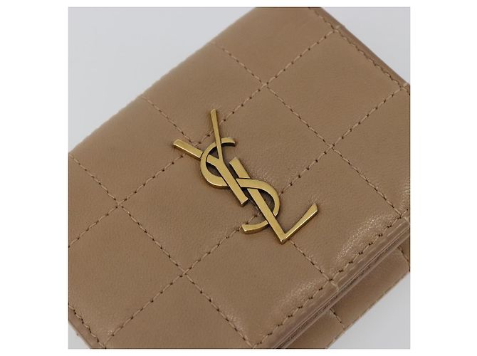 SAINT LAURENT Cassandra Wallet Leather Beige Gold - vista 17