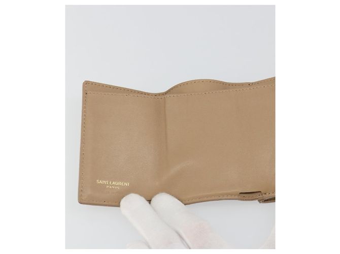 SAINT LAURENT Cassandra Wallet Leather Beige Gold - vista 20