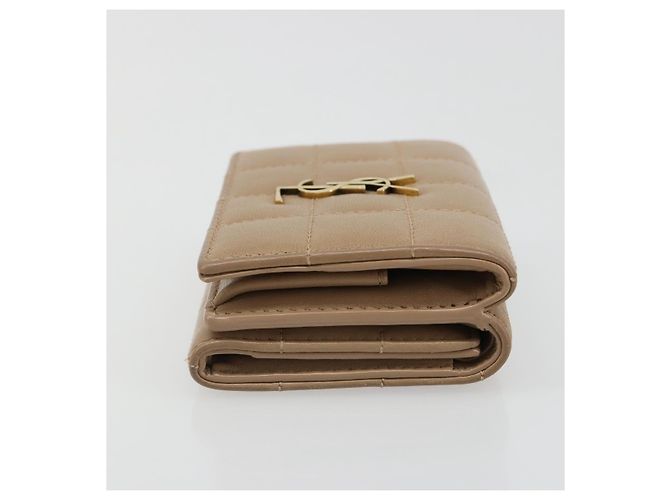 SAINT LAURENT Cassandra Wallet Leather Beige Gold - vista 3