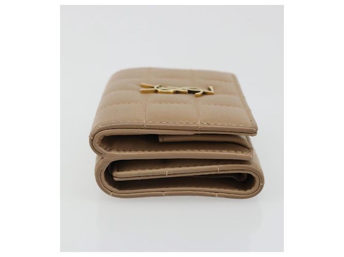SAINT LAURENT Cassandra Wallet Leather Beige Gold - vista 4