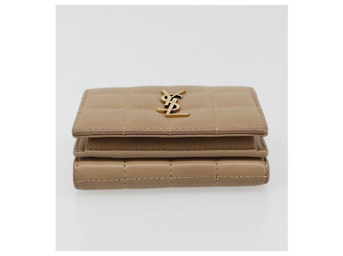 SAINT LAURENT Cassandra Wallet Leather Beige Gold - vista 6