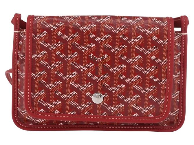 GOYARD Herringbone Shoulder Bag PVC Red Silver - vista 13