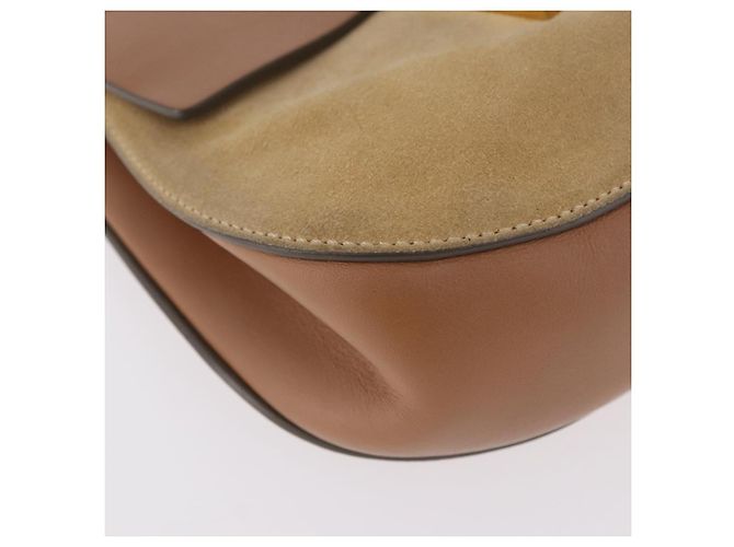 Chloé Chloe Drew Chain Shoulder Bag Suede Leather Beige Gold - vista 10