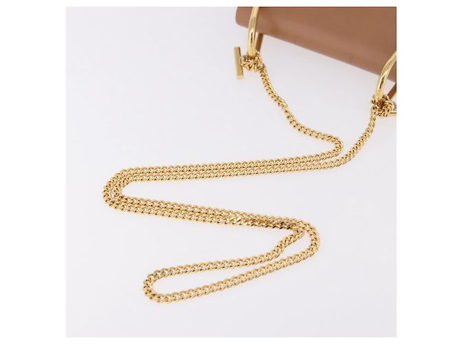 Chloé Chloe Drew Chain Shoulder Bag Suede Leather Beige Gold - vista 7