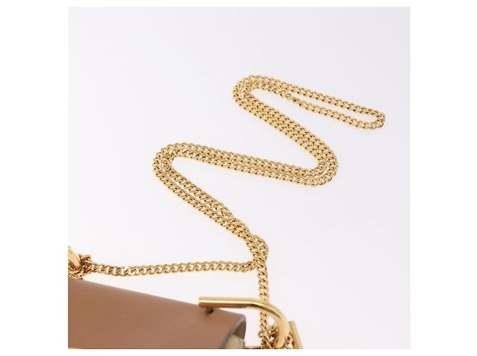 Chloé Chloe Drew Chain Shoulder Bag Suede Leather Beige Gold - vista 8