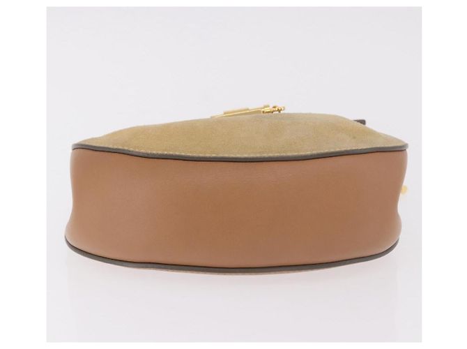 Chloé Chloe Drew Chain Shoulder Bag Suede Leather Beige Gold - vista 9
