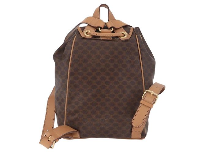 Céline CELINE Macadam Canvas Backpack PVC Leather Brown Gold - vista 2