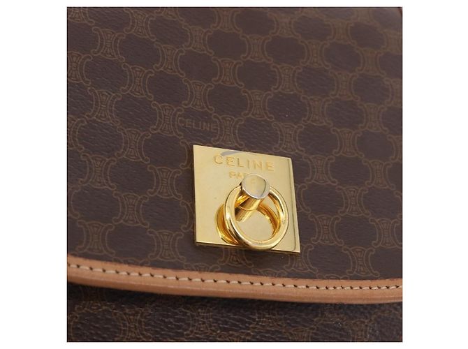 Céline CELINE Macadam Canvas Backpack PVC Leather Brown Gold - vista 20