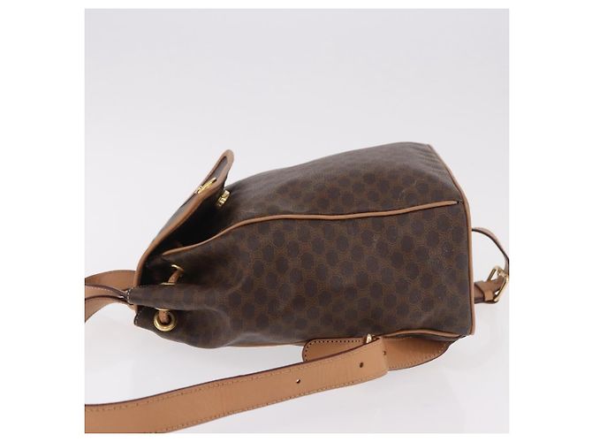 Céline CELINE Macadam Canvas Backpack PVC Leather Brown Gold - vista 4