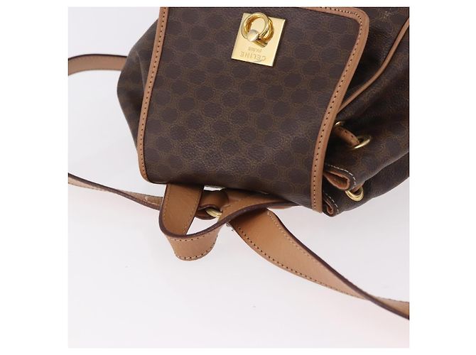Céline CELINE Macadam Canvas Backpack PVC Leather Brown Gold - vista 6