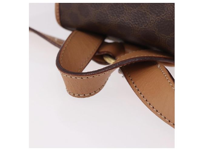 Céline CELINE Macadam Canvas Backpack PVC Leather Brown Gold - vista 7
