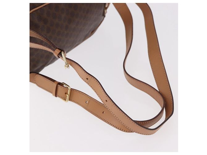 Céline CELINE Macadam Canvas Backpack PVC Leather Brown Gold - vista 8