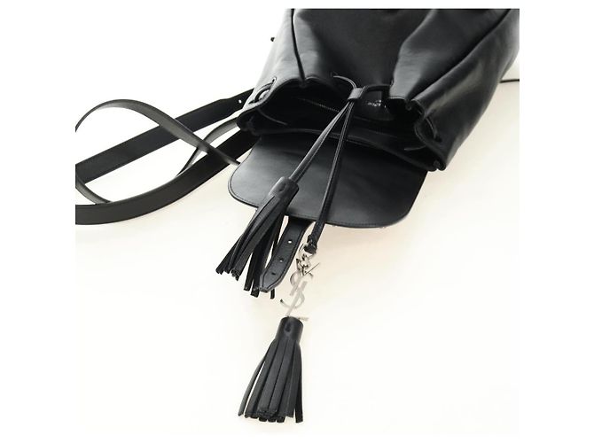 SAINT LAURENT Backpack Leather Black Silver - vista 28