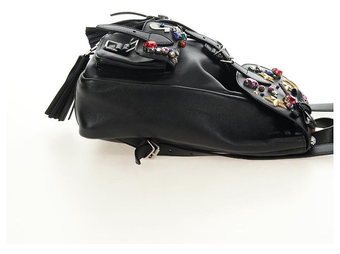 SAINT LAURENT Backpack Leather Black Silver - vista 4
