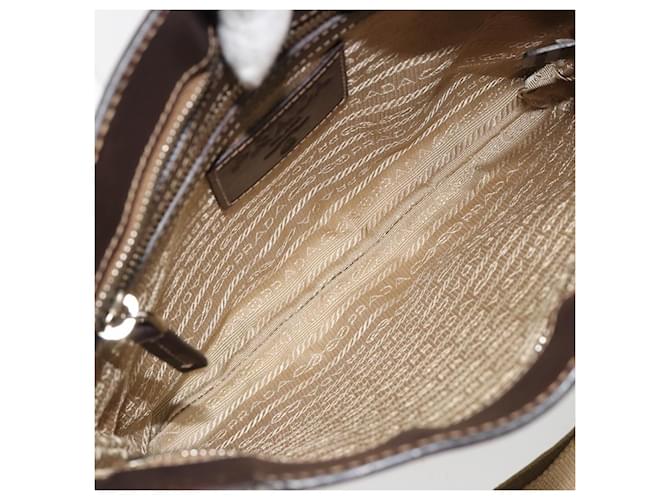 PRADA Shoulder Bag Canvas Beige Silver - vista 11
