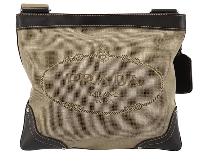 PRADA Shoulder Bag Canvas Beige Silver - vista 13
