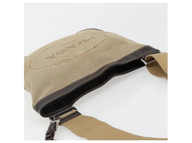 PRADA Shoulder Bag Canvas Beige Silver - vista 6