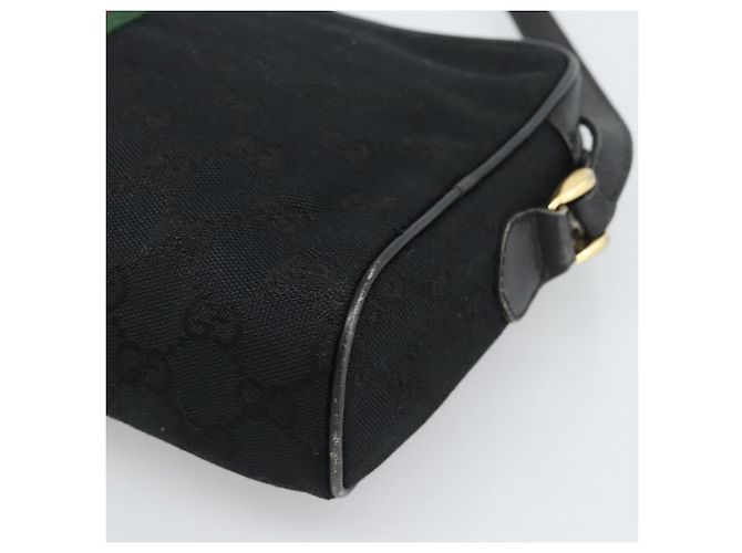 GUCCI GG Canvas Web Sherry Line Shoulder Bag Black Red Green - vista 12
