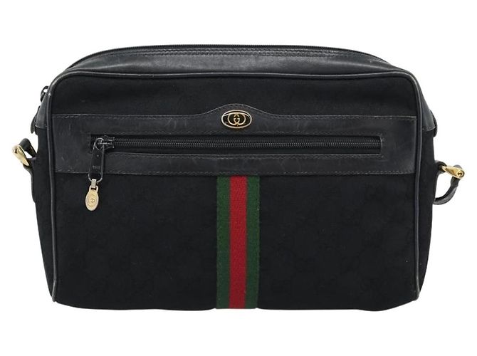 GUCCI GG Canvas Web Sherry Line Shoulder Bag Black Red Green - vista 2
