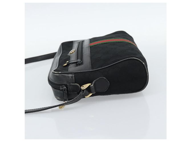 GUCCI GG Canvas Web Sherry Line Shoulder Bag Black Red Green - vista 4