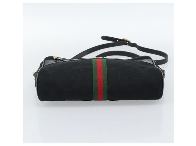 GUCCI GG Canvas Web Sherry Line Shoulder Bag Black Red Green - vista 9