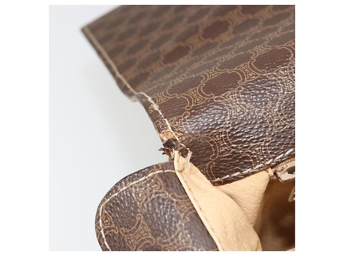 Céline CELINE Macadam Canvas Shoulder Bag PVC Leather Brown Gold - vista 10