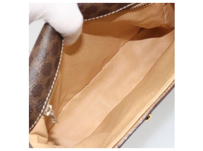 Céline CELINE Macadam Canvas Shoulder Bag PVC Leather Brown Gold - vista 11