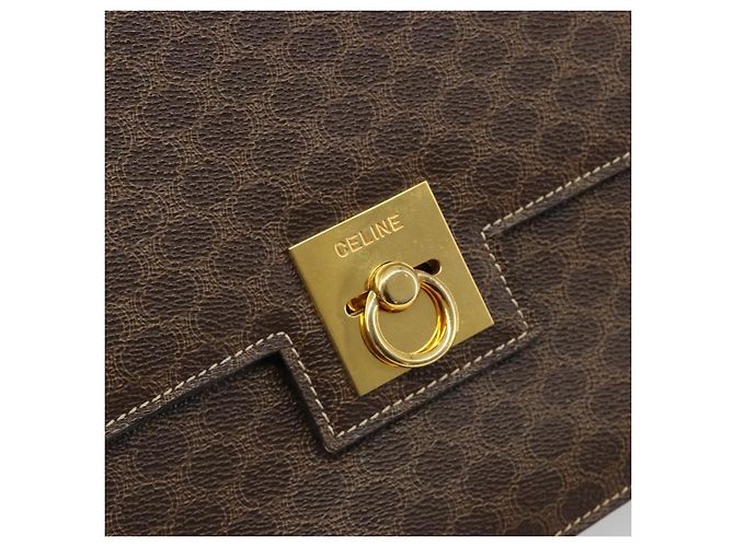Céline CELINE Macadam Canvas Shoulder Bag PVC Leather Brown Gold - vista 18