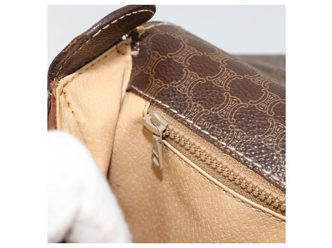 Céline CELINE Macadam Canvas Shoulder Bag PVC Leather Brown Gold - vista 23