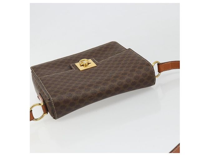 Céline CELINE Macadam Canvas Shoulder Bag PVC Leather Brown Gold - vista 6