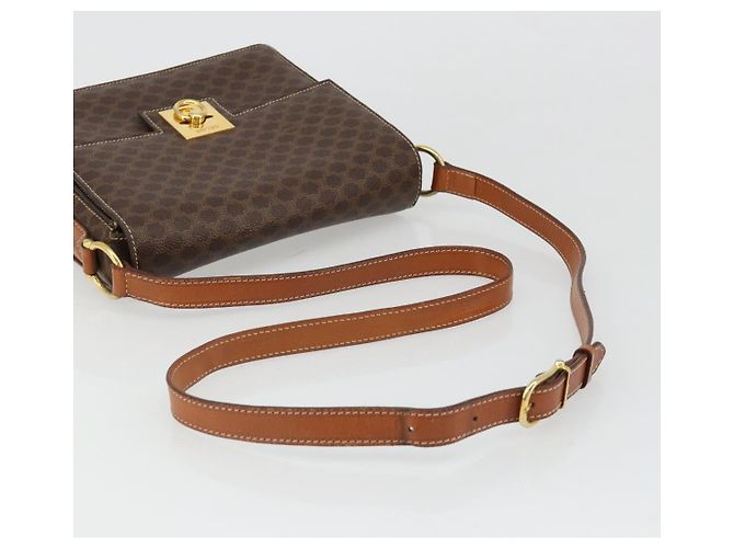 Céline CELINE Macadam Canvas Shoulder Bag PVC Leather Brown Gold - vista 7