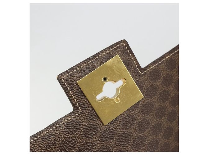 Céline CELINE Macadam Canvas Shoulder Bag PVC Leather Brown Gold - vista 9