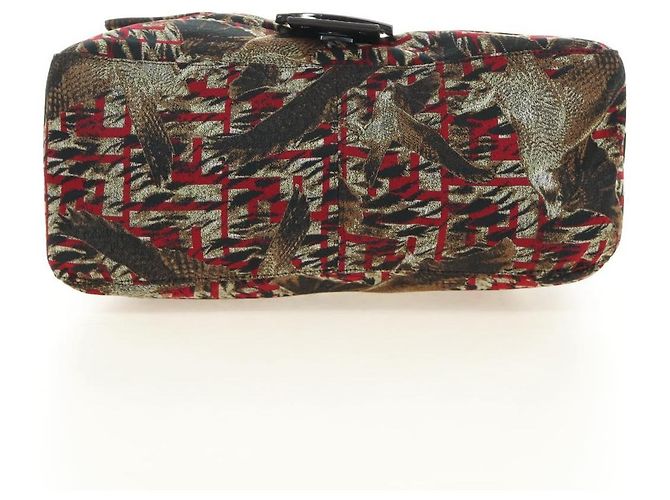 FENDI Zucca Canvas Mamma Baguette Shoulder Bag Red Silver - vista 5
